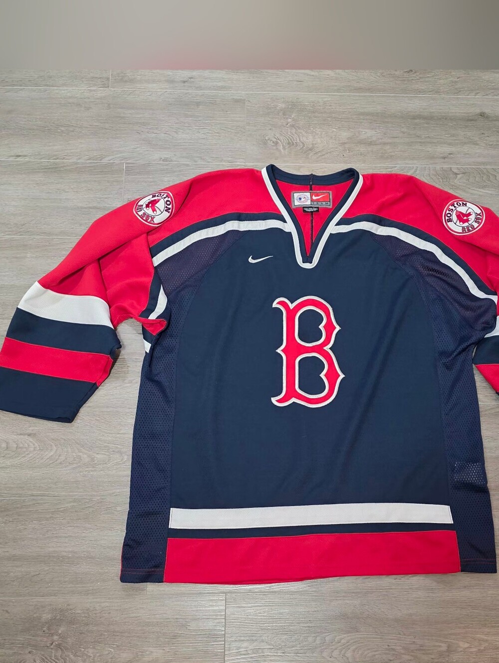 Vintage 90's MLB Boston Red Sox Nike Hockey Style Jersey Mens XXL Stitched